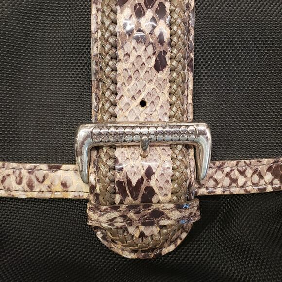 Womens Brighton Handbag Faux Python Trim Shoulder Bag Black Snakeskin Purse - Picture 6 of 16